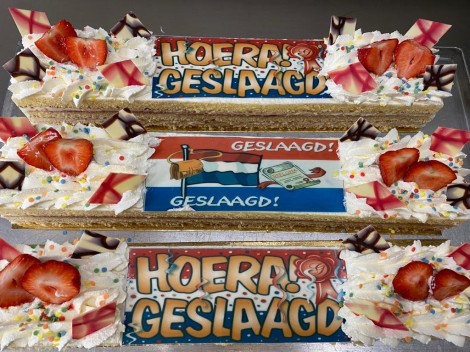 Geslaagd taart halve meter